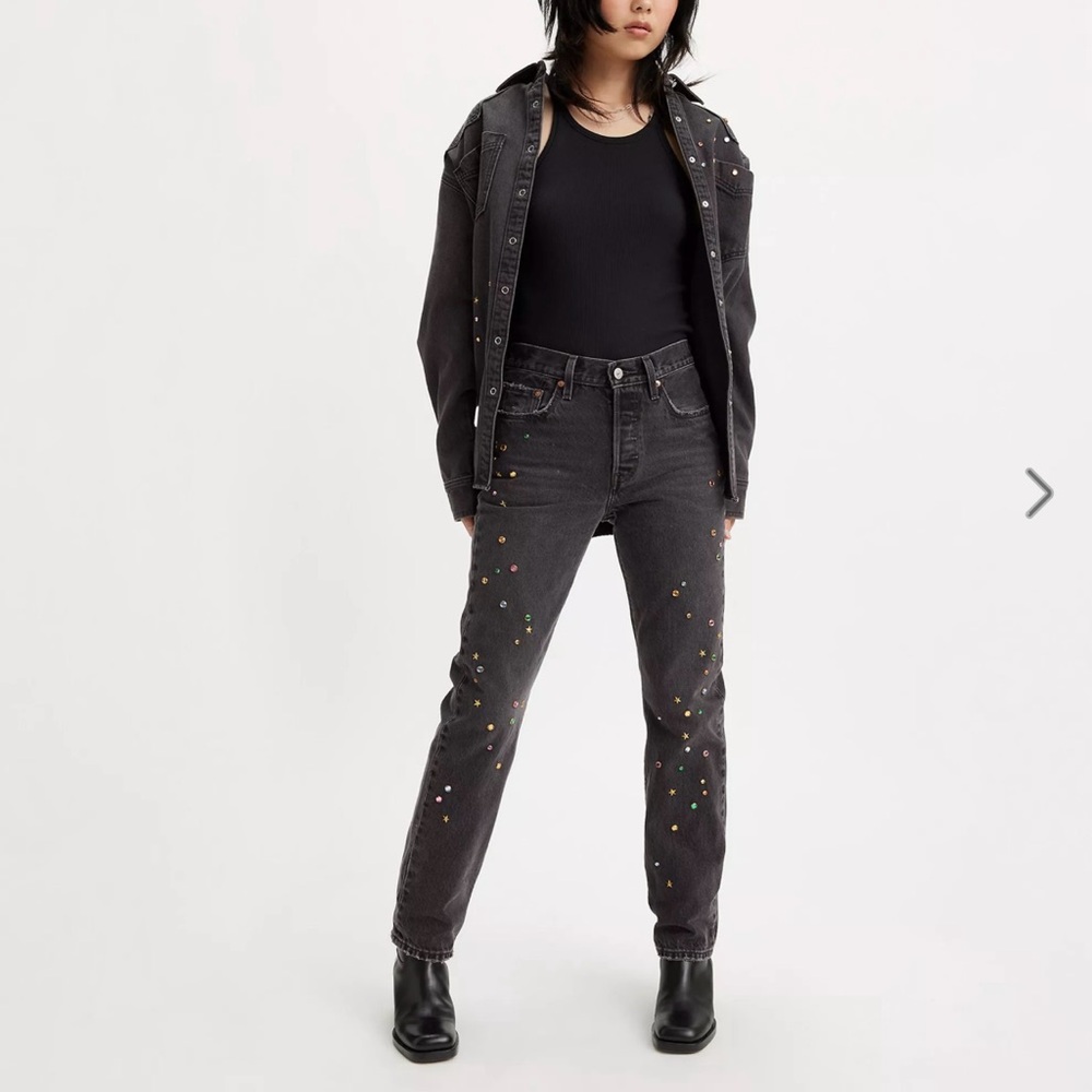 Levi's Jeans 501® ORIGINAL FIT STUDDED WOMEN'S JEANS Black 27 x 32 NWT